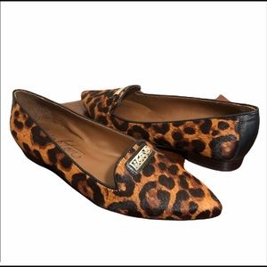 NWT Brighton Womens Eve Ballet Flats Shoes Brown Leopard Calf Hair Slip On